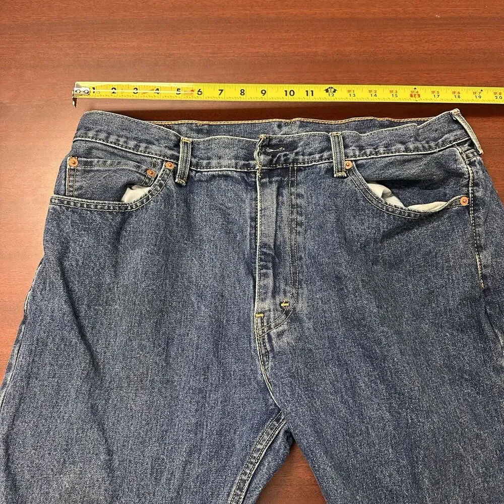Levis 505 Jeans Mens Size‎ 38x30 Blue Denim Classic Fit Outerwear FLAWS - Picture 5 of 7